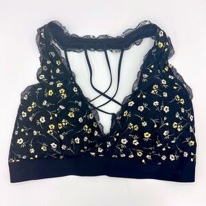 VS Pink Black Floral Lace Triangle Bralette